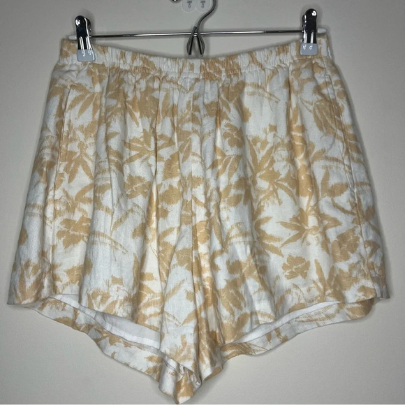 A+F Linen Blend Beachy Boho Floral Fully Lined Flowy Pull On Pockets Shorts - Picture 4 of 10